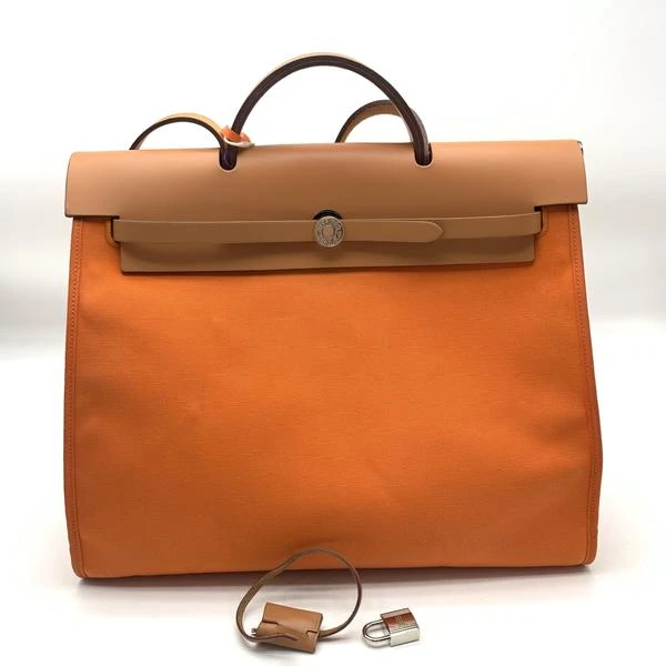 95新 Hermes/爱马仕 爱马仕橙色herbag39手提包/10017645二奢男包