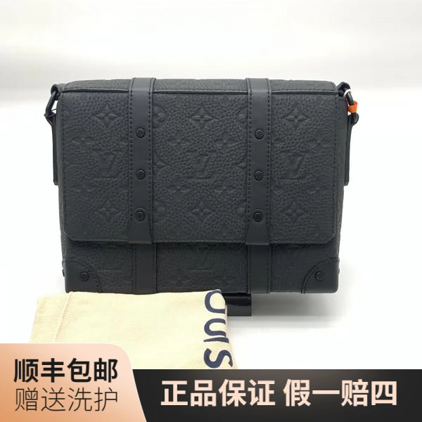 99新 LouisVuitton/路易威登 LV 黑老花压印盒子斜挎包/10017833