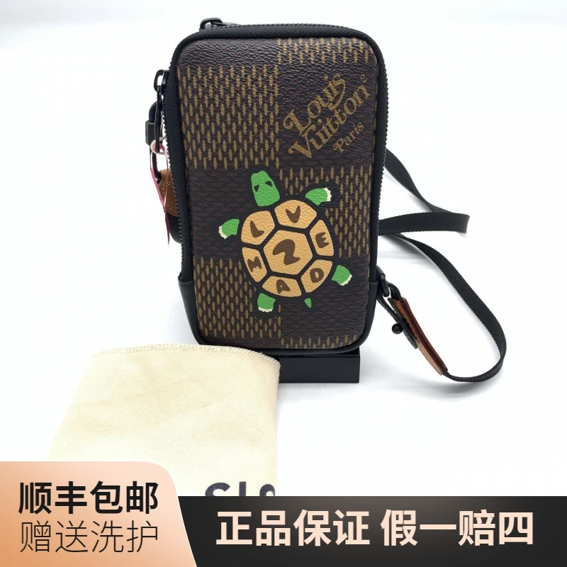 95新 LouisVuitton/路易威登 LV棕棋盘格手机包/10013023经典肩包