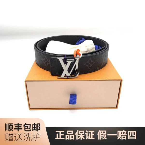 99新 LouisVuitton/路易威登 LV黑老花枪银扣腰带/ 10017324 经典