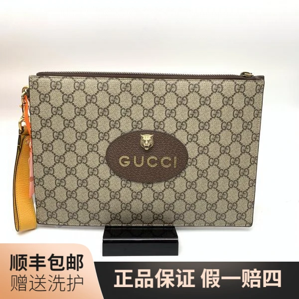 95新 GUCCI/古驰 古驰老花虎头手拿包/10017955二奢男包奢侈 经典