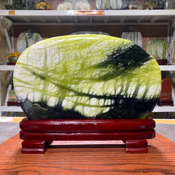 天然精品奇石玉树石观赏石客厅办公室玄关摆件 高29宽38厚2厘米