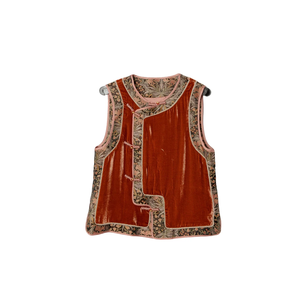 【丹桂飘香】深圳原创高端中式国风桑蚕丝丝绒重工马甲90199