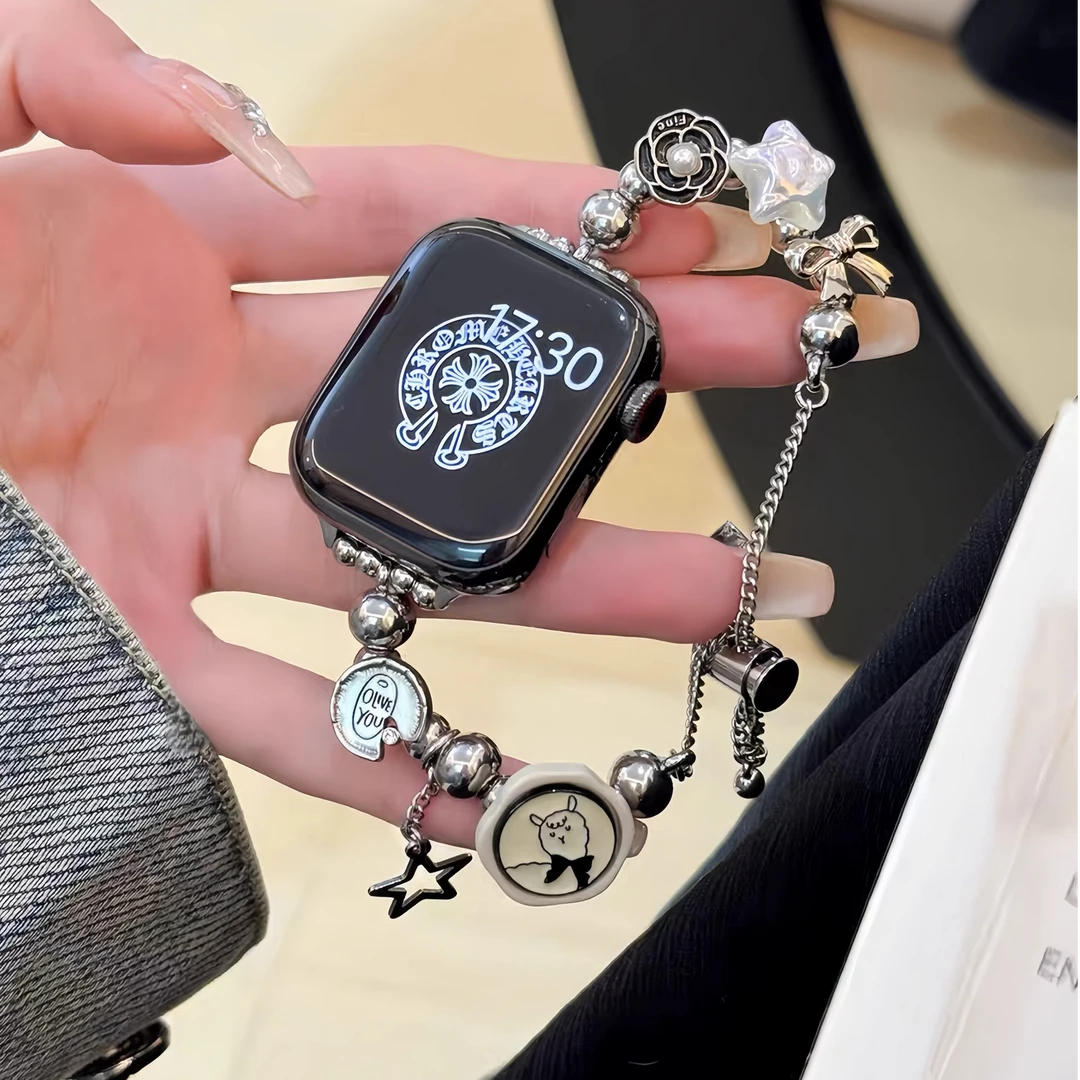 裴蔻 适用AppleWatchS9/8甜酷不锈钢表带iwatch苹果手表se7/6/5/4