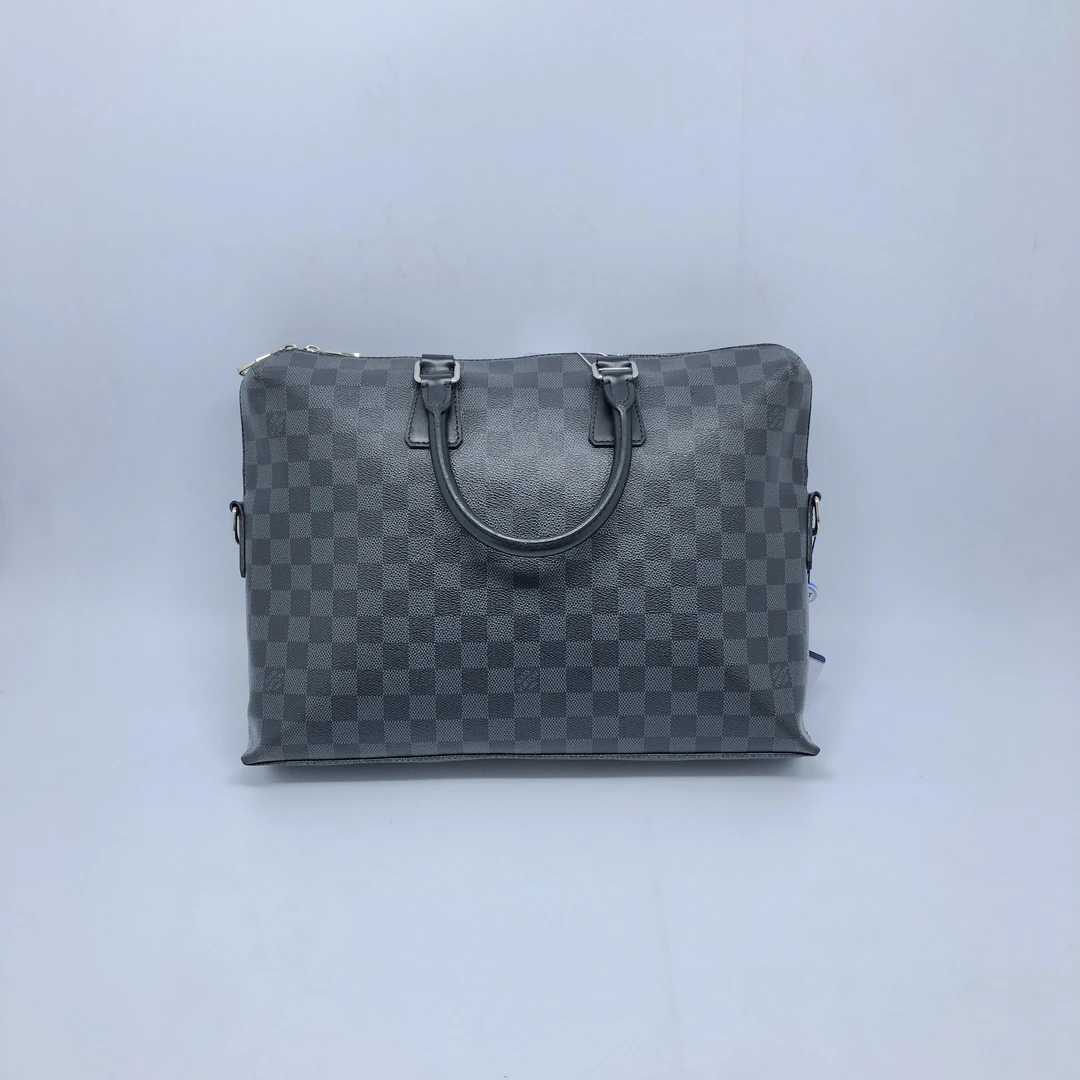 95新 LouisVuitton/路易威登 黑棋盘格手提公文包/3647号男士黑色