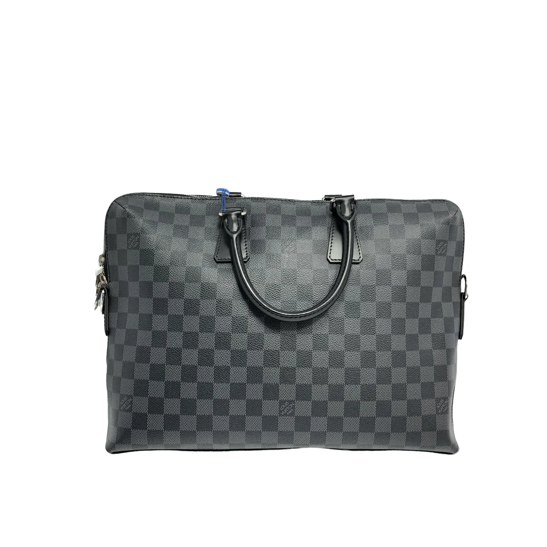 99新 LouisVuitton/路易威登 黑棋盘格手提公文包/3558号男士时尚