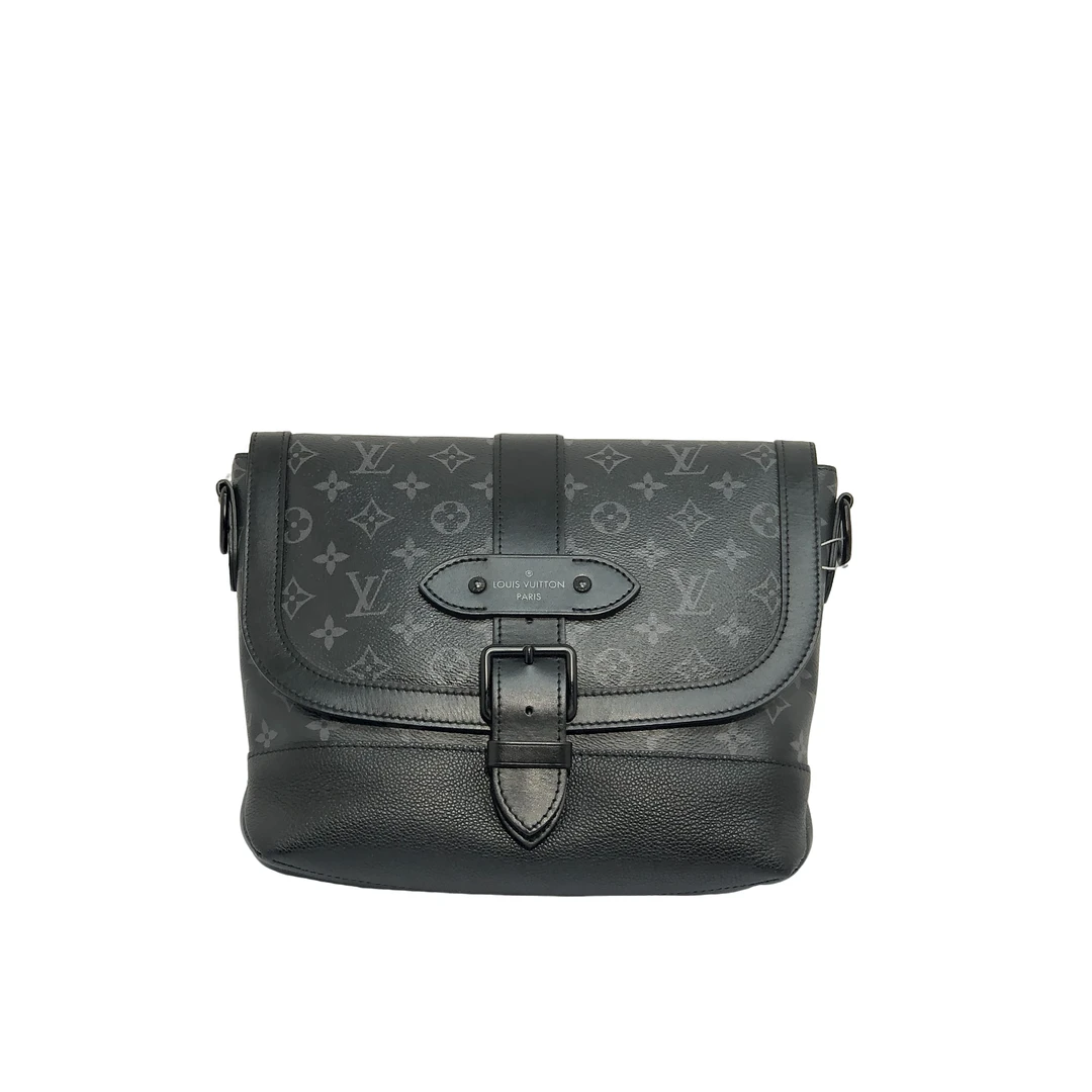 99新 LouisVuitton/路易威登 98新 黑花斜挎包/3476号男士黑色