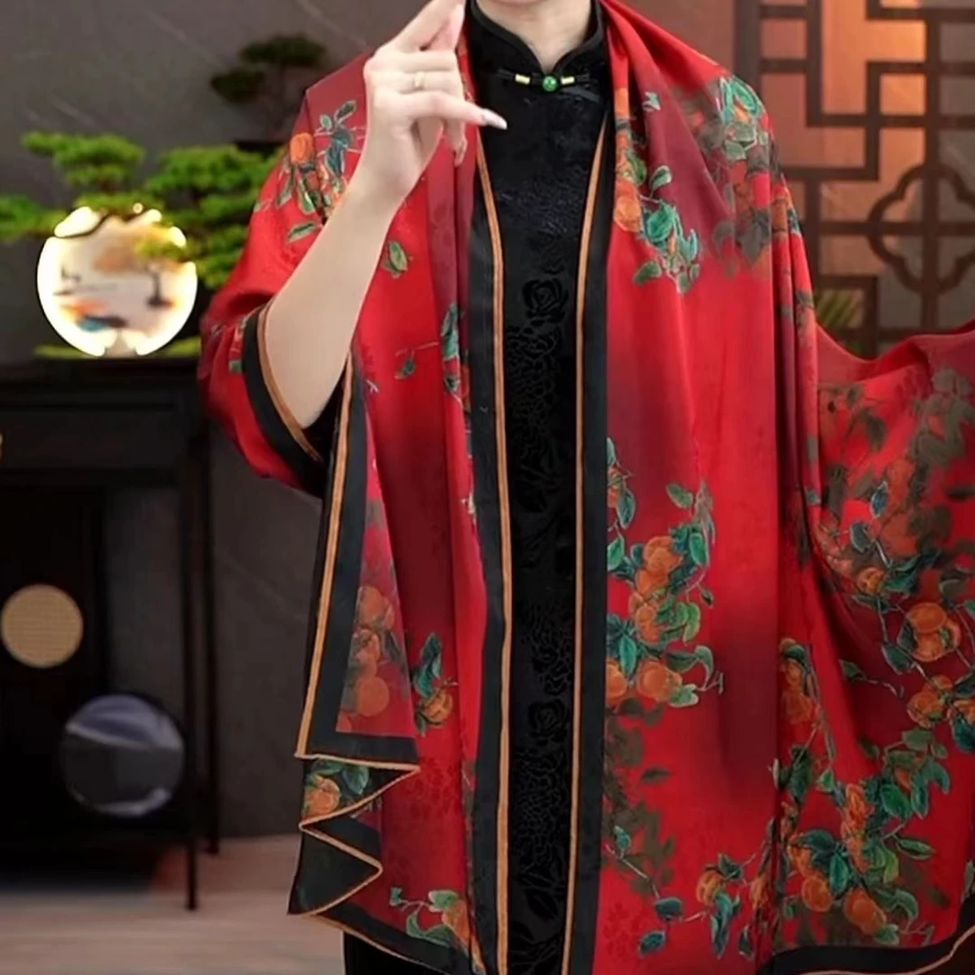 【好柿成双】70*180香云百搭丝巾大气双层百变网红春秋时尚提花