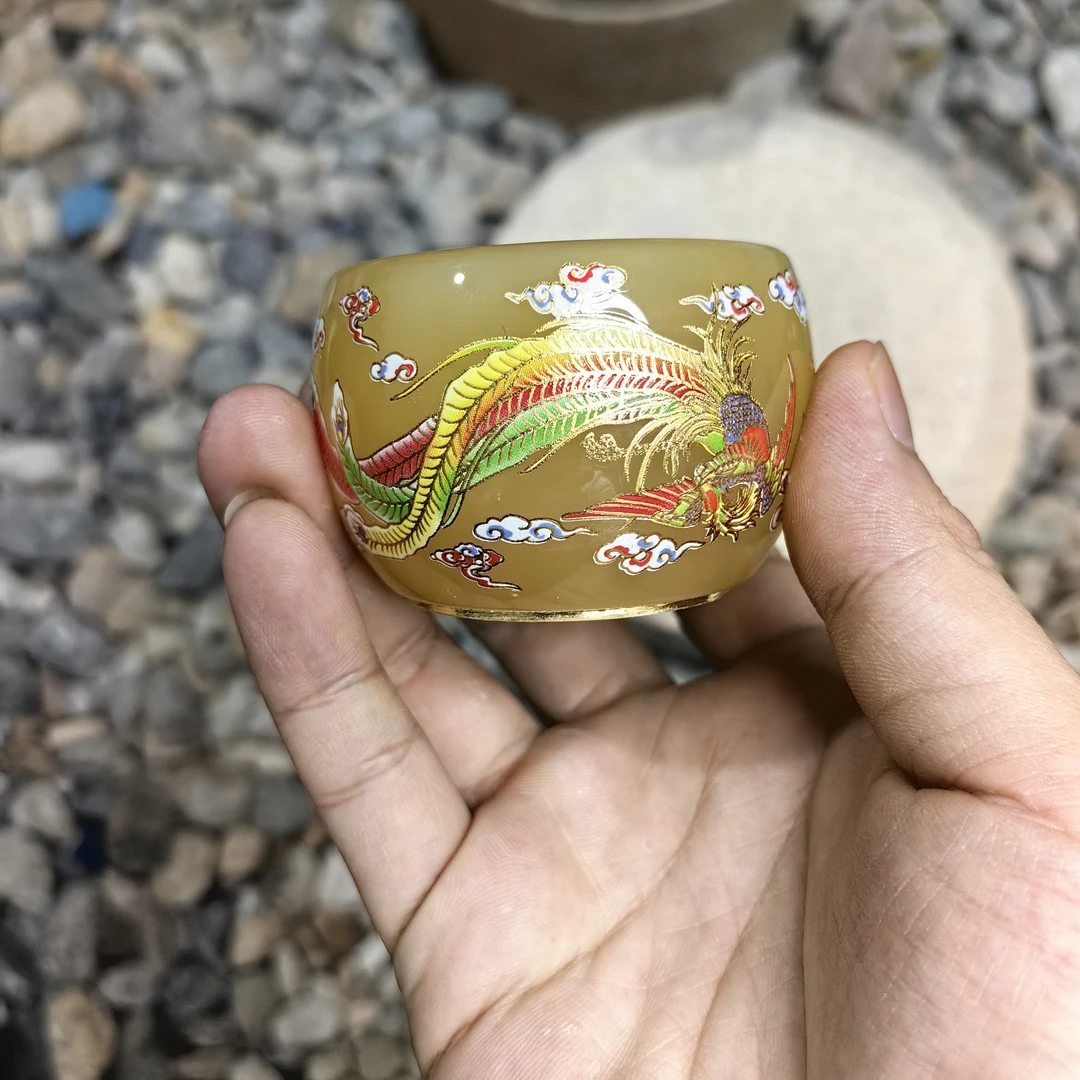 l闪购商品】黄龙凤戏珠 精美无暇 茶器 茶杯 主人杯(无礼盒)