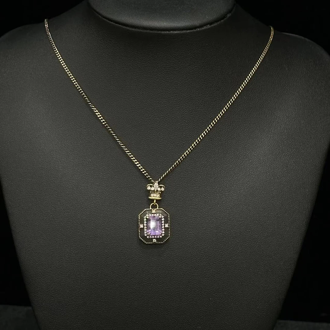 【足金999香水紫宝石吊坠】黑金吊坠（不带链）精品黑金工艺#百搭时尚