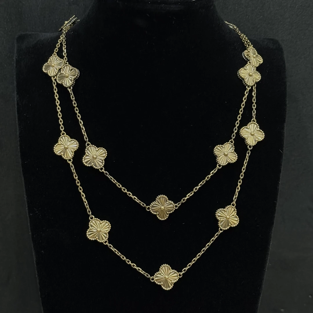 【足金999四叶草毛衣链】黑金项链#精品黑金工艺#百搭时尚