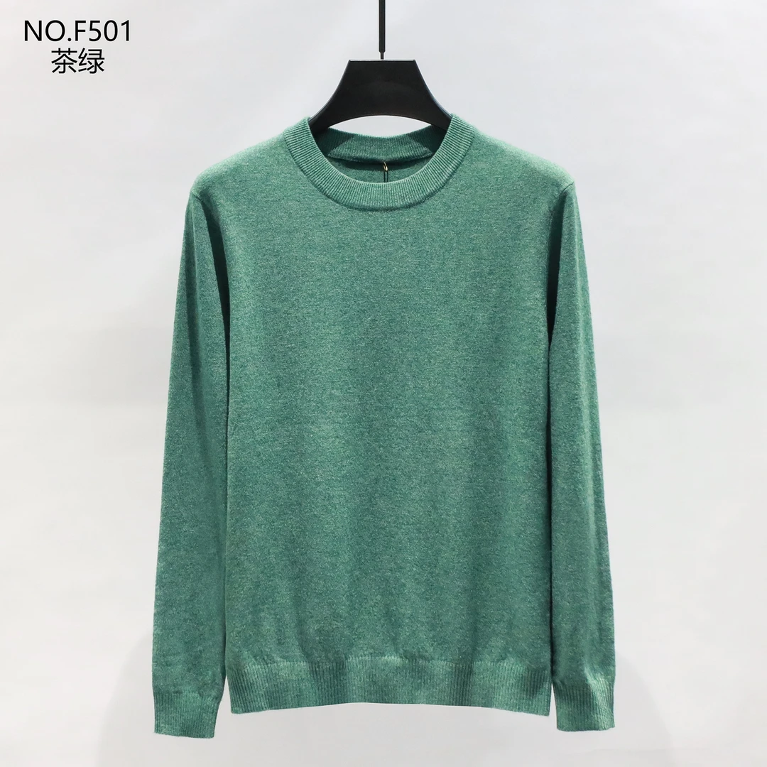 2023新款男士羊毛衫欧美外贸轻奢秋冬男士圆领纯色休闲保暖羊毛冬