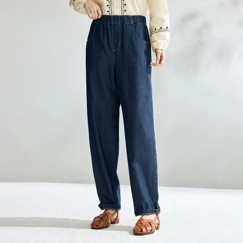 【雅丹风】茵曼2025春秋新款女牛仔裤阔腿裤裤子阔腿显瘦高腰百搭