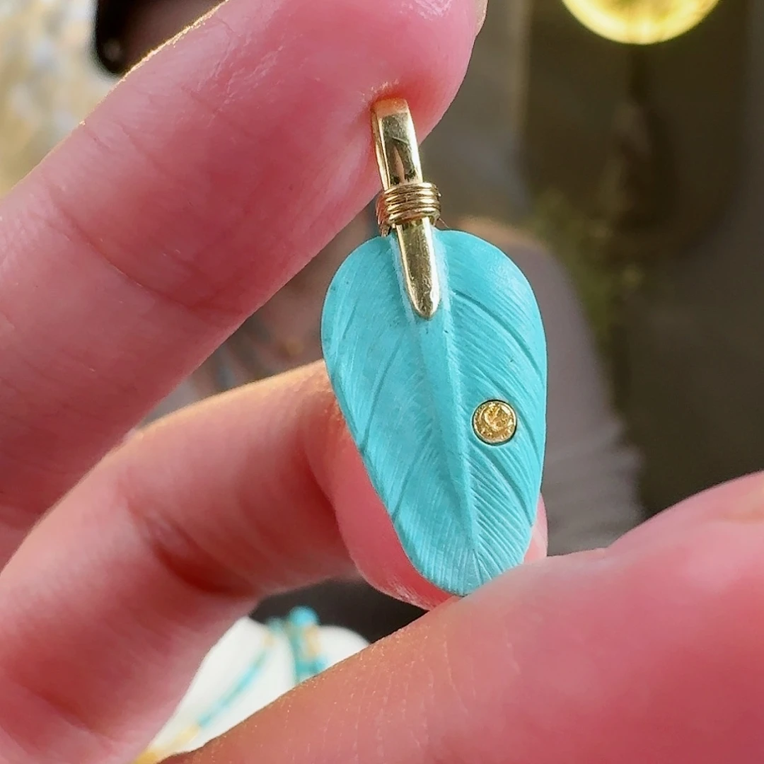 绿松石珠宝奇石18K金镶嵌