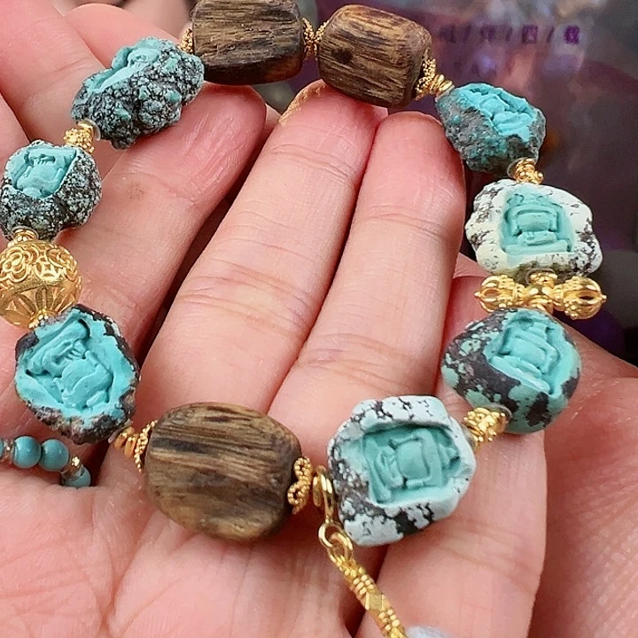 绿松石珠宝奇石18K金镶嵌