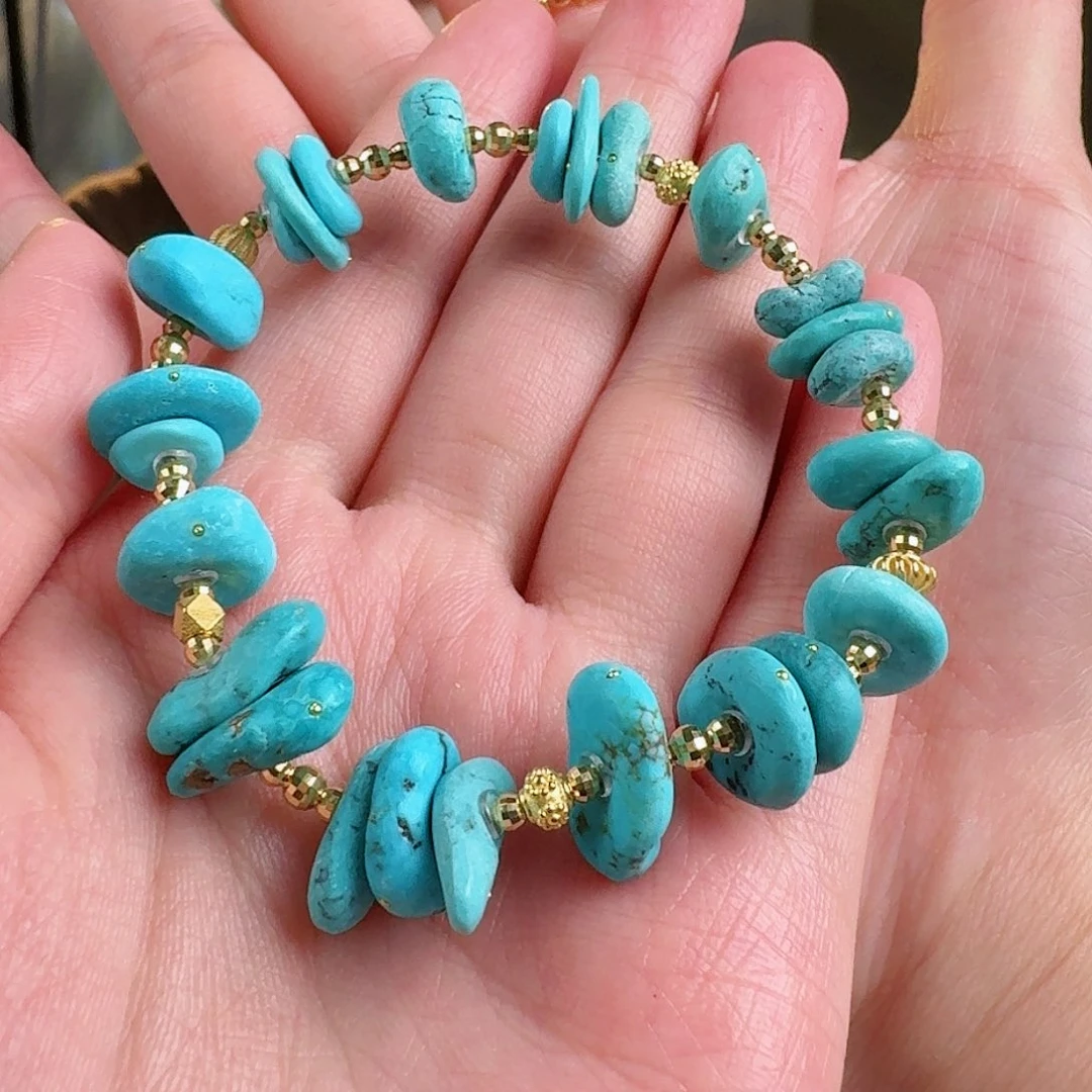 绿松石珠宝奇石18K金镶嵌