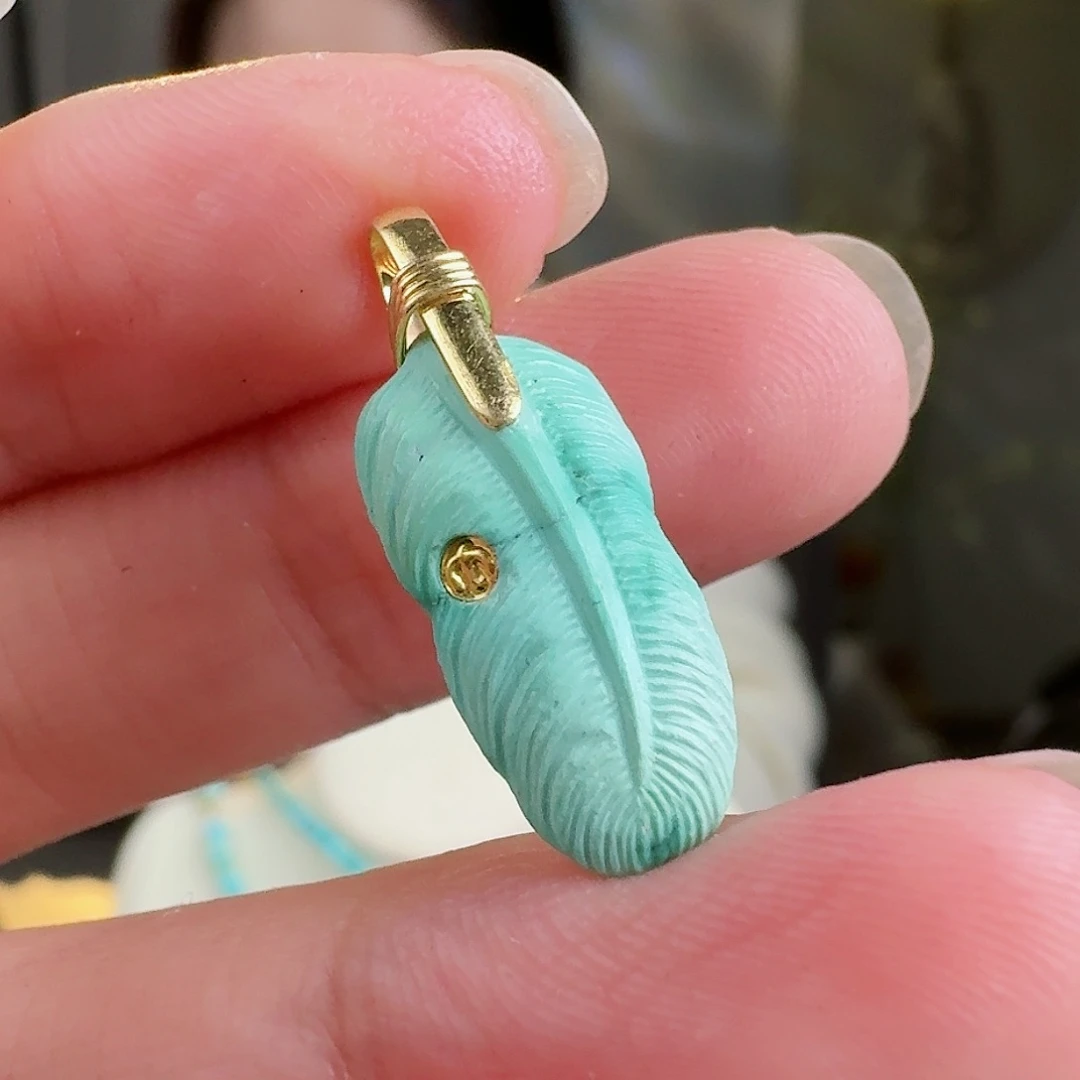 绿松石珠宝奇石18K金镶嵌