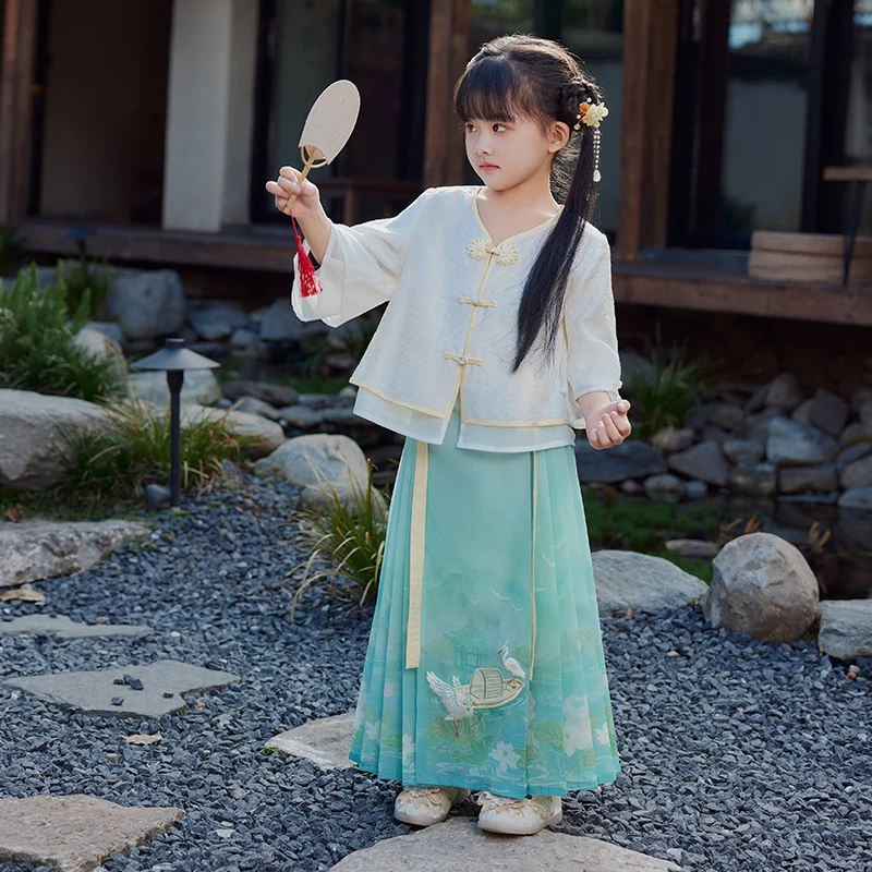 西子问女童汉服（苏韵）春款儿童明制改良中国风上衣马面裙套装
