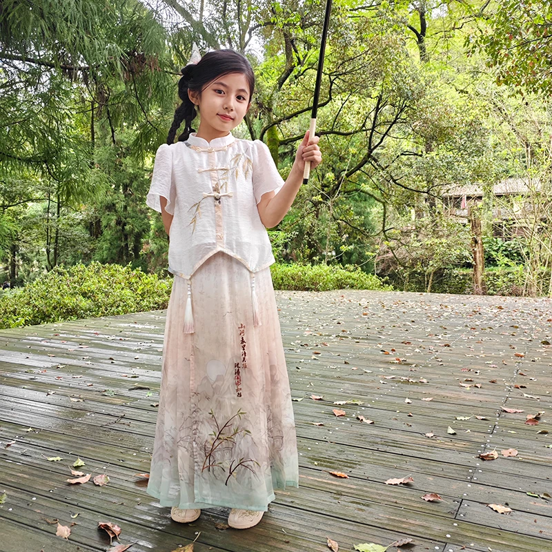 女童衬衫【知瑶上衣】儿童中国风衬衣宝宝新中式夏季短袖