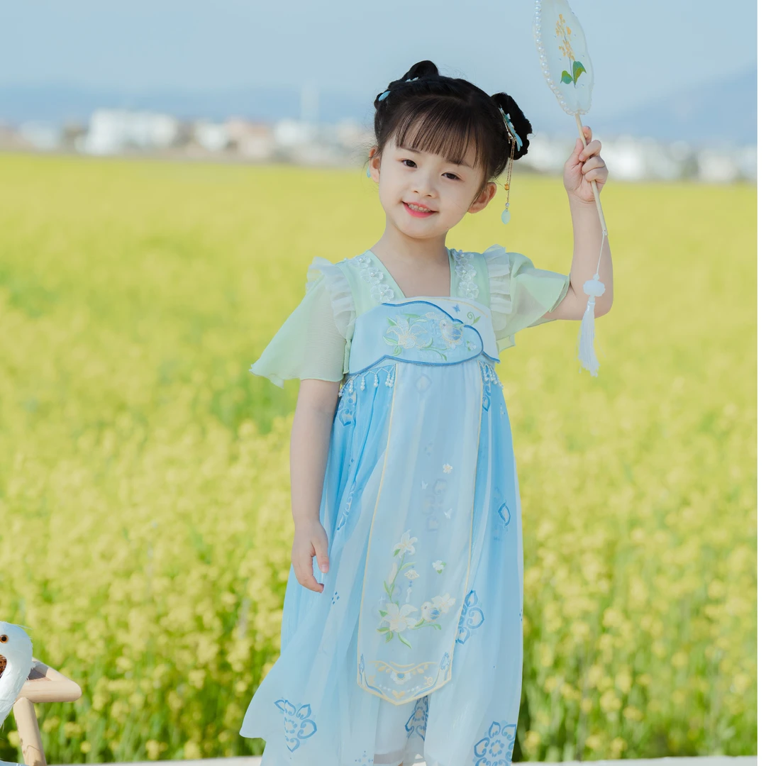 西子问【百合露】汉服女童唐制夏款襦裙国风女童儿童古装裙子古装