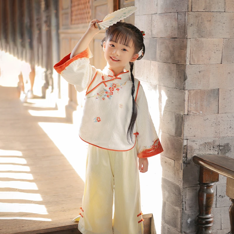 西子问【硕果】女童汉服汉元素民国风裤装公主风仙气运动国风套装