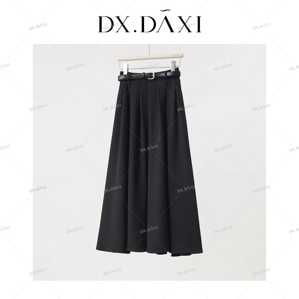 DX.DAXI【黑松露】气质显瘦慵懒高腰百搭时尚黑半身裙新款简约长裙