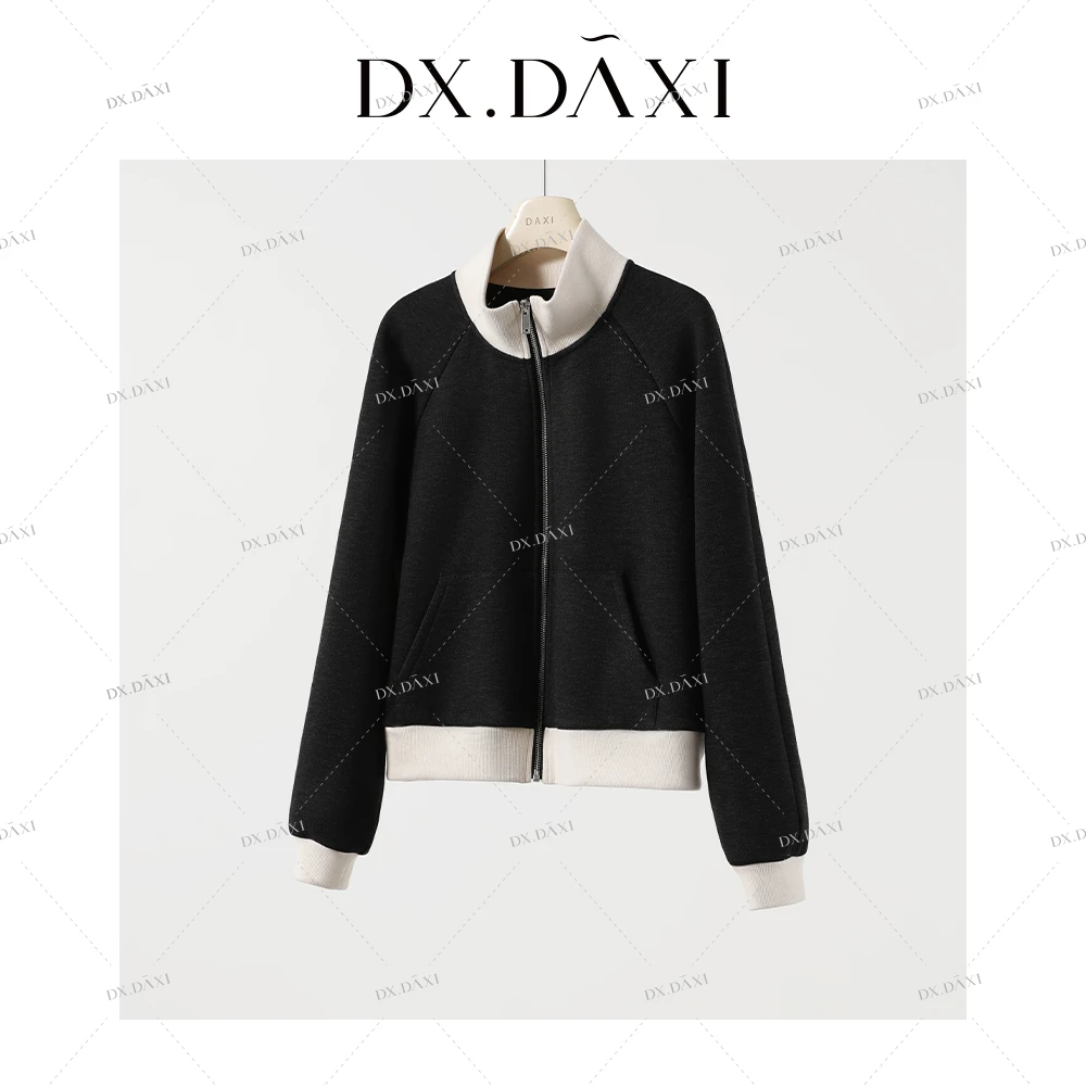 代大喜【立领拼接】简约百搭立领加绒外套2024秋冬新款短外套上衣