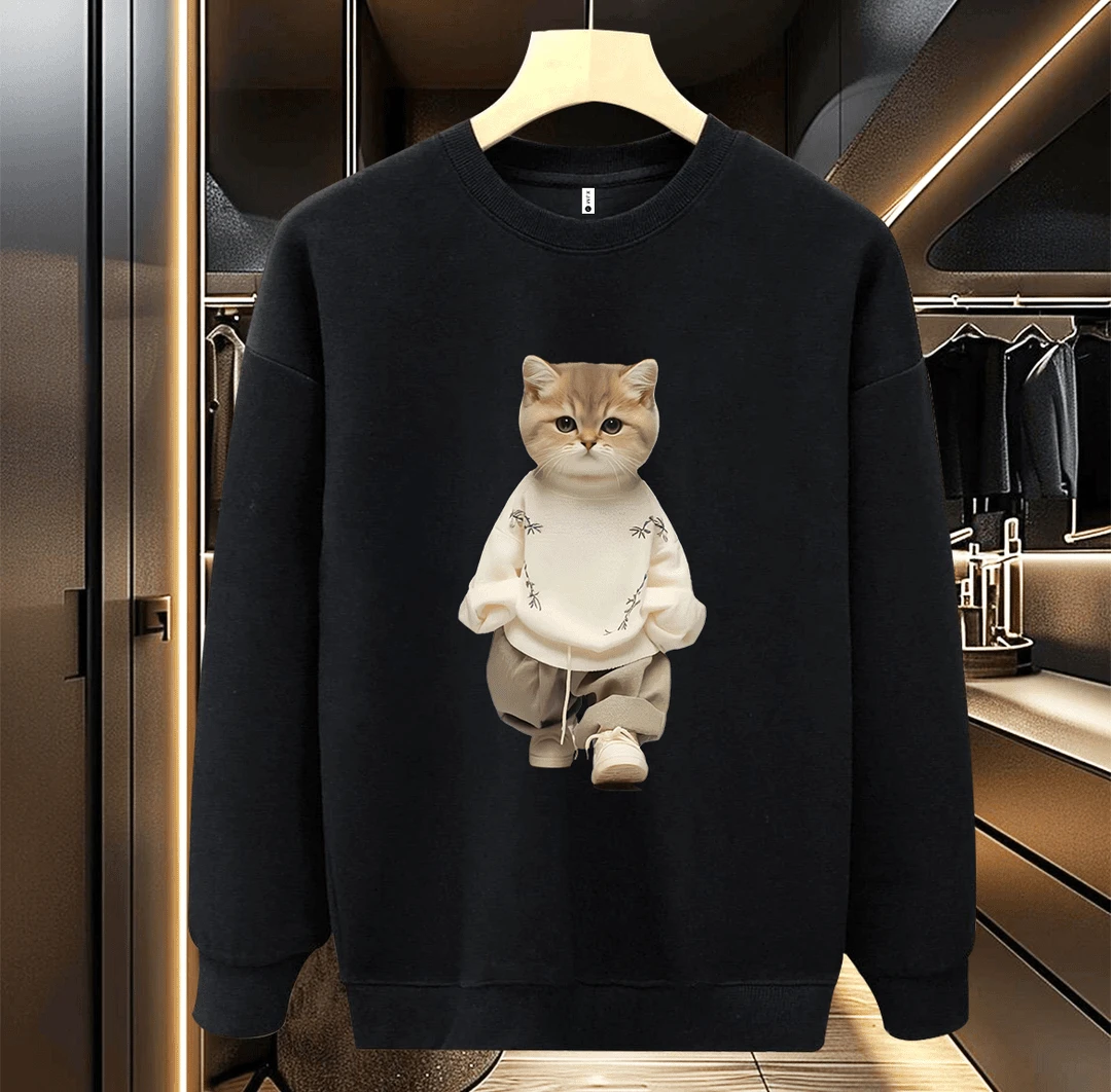 个性痞帅潮流宽松简约百搭长袖卫衣-秋季男上衣休闲圆领上衣印花