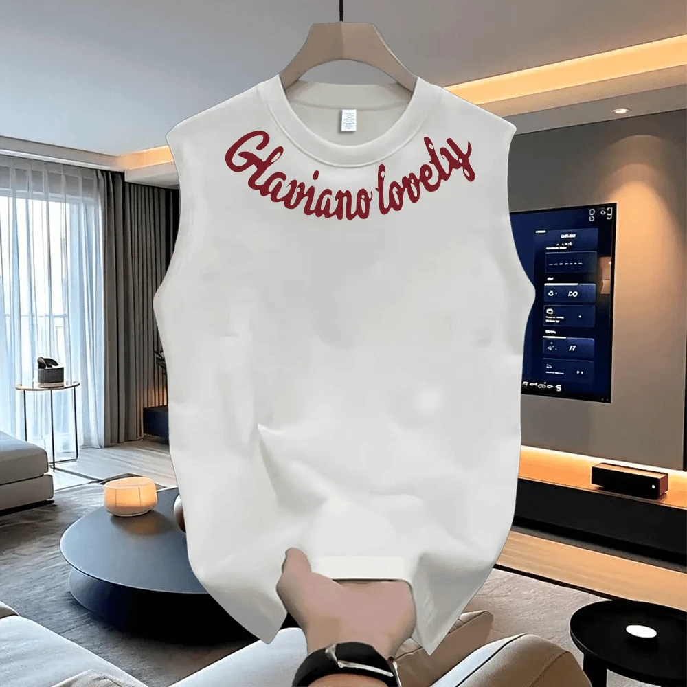 夏季新款创意美式高街设计感潮牌圆领纯棉背心无袖男女痞帅炸街