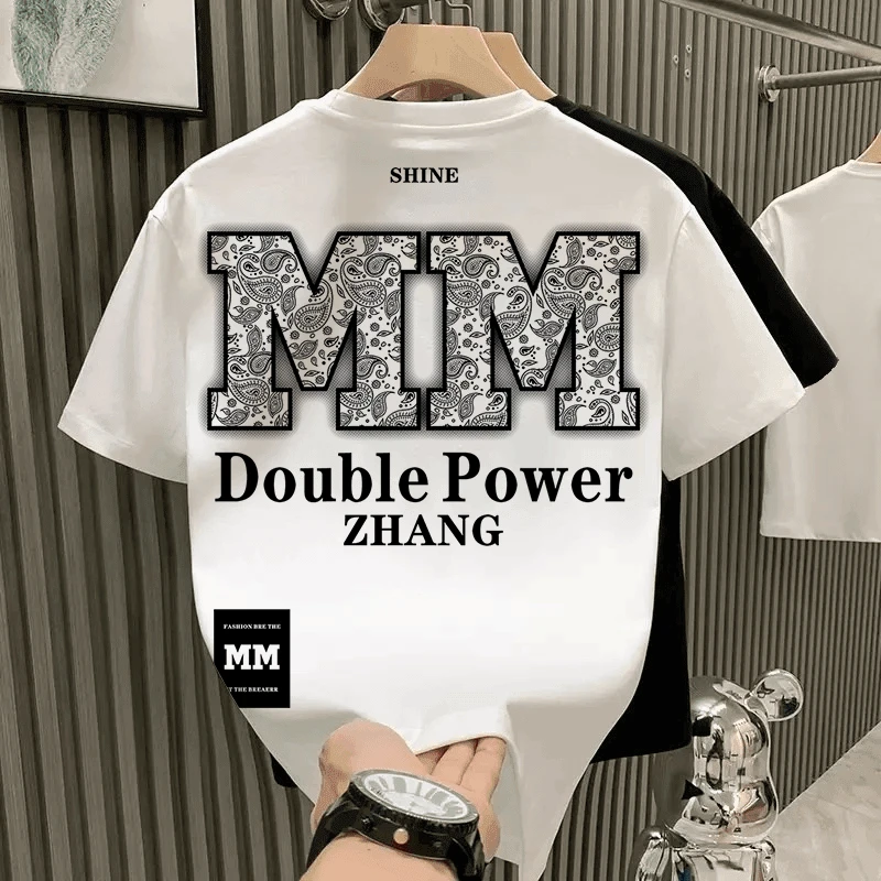 美式t恤男士夏季百搭潮牌宽松版圆领纯棉痞帅时尚个性半袖上衣ins