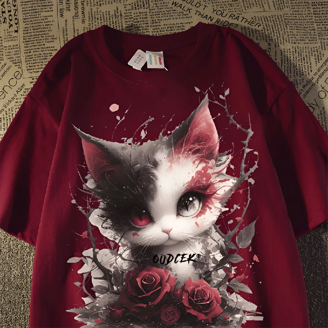 100%纯棉重磅情侣款国潮短袖T恤潮男痞帅ins潮流半袖男女同款上衣