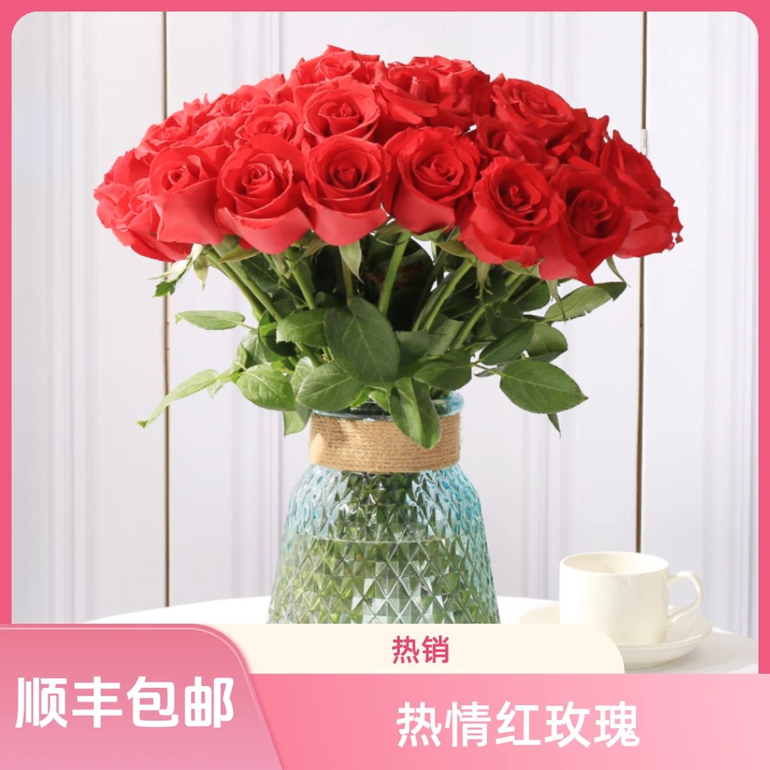 【花喜甄选】卡罗拉红玫瑰鲜花云南基地现摘现发顺丰包邮