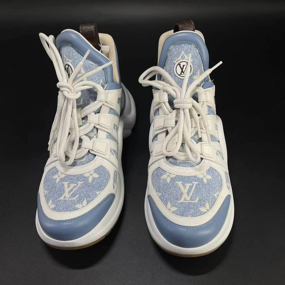 99新 LouisVuitton/路易威登 女士白蓝牛仔时尚百搭休闲老爹鞋