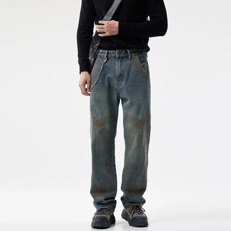水洗牛仔裤男秋冬潮流新款显瘦个性美式潮牌男士秋冬款裤子C631