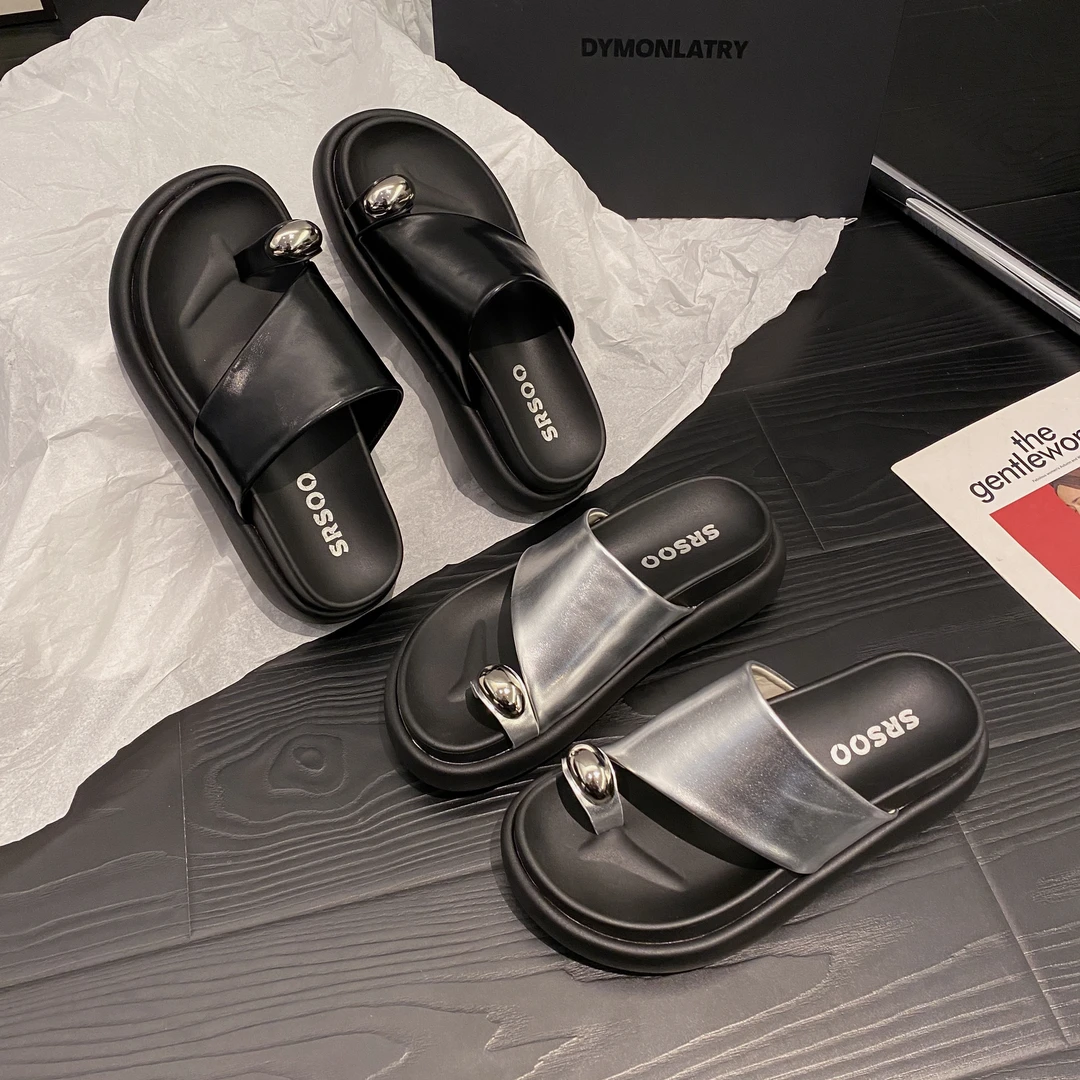 贾不假套趾厚底休闲拖鞋2024软底凉拖鞋外穿沙滩鞋百搭露趾一字拖