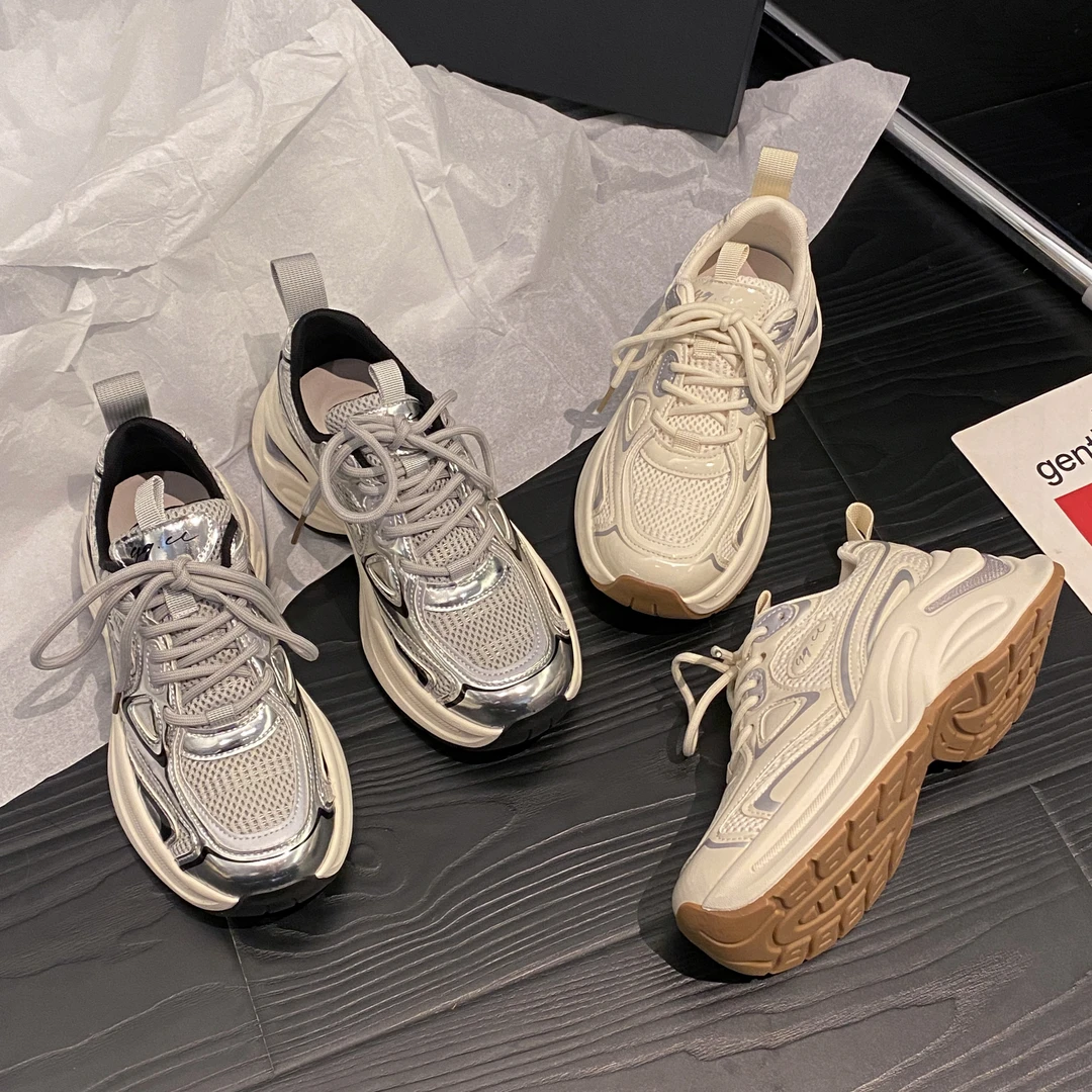 贾不假老爹鞋女秋季厚底新款复古百搭网面透气炸街休闲运动鞋子潮