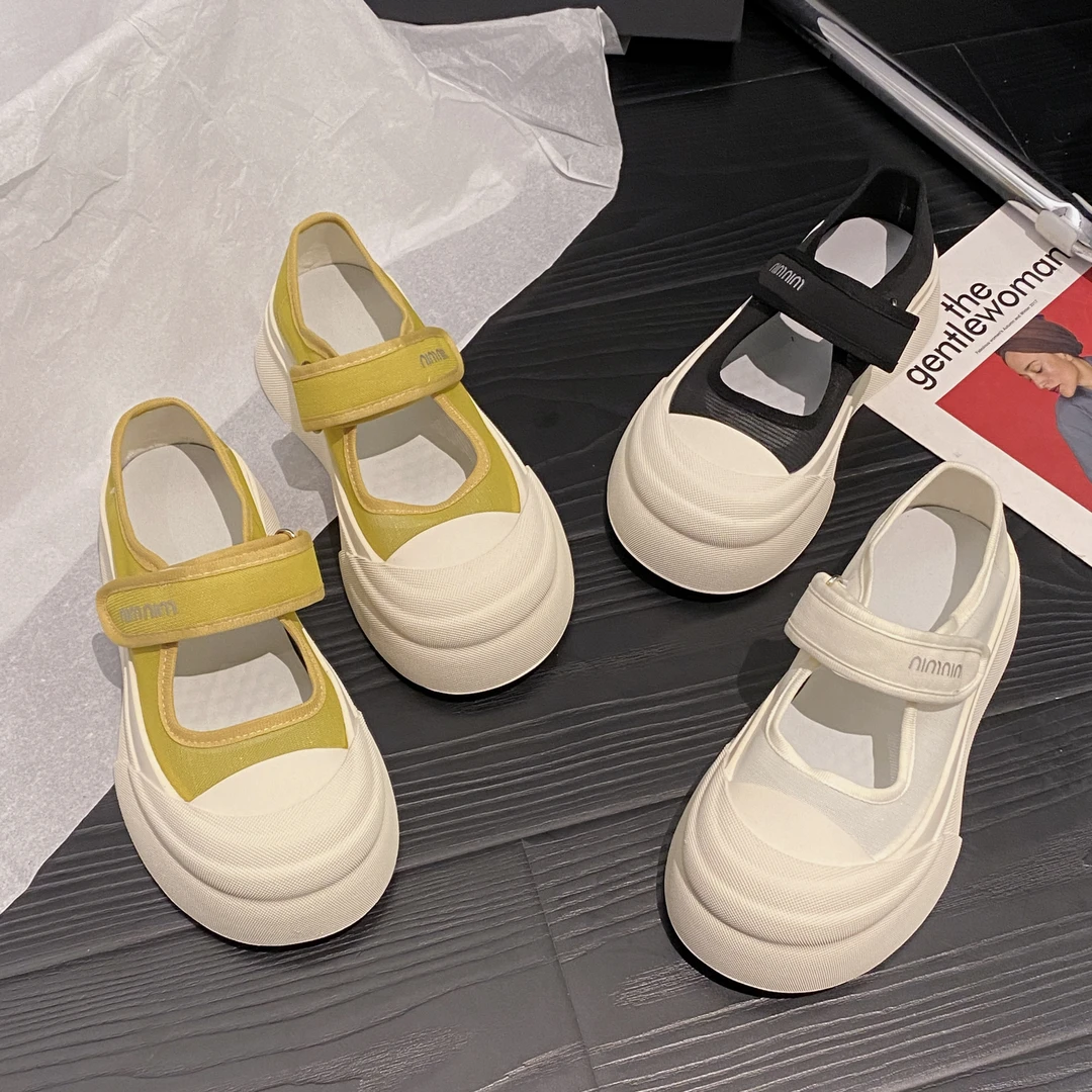 贾不假网红时尚百搭玛丽珍女2024夏季新款学生厚底小白鞋女士板鞋