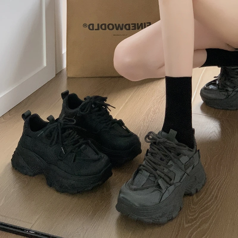 贾不假女式运动鞋2025春季新款潮流时尚小个子厚底炸街轻便老爹鞋