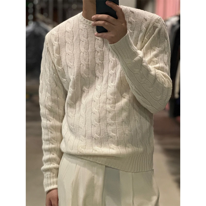 8500”传奇美式老钱风 vintage绞花100%羊毛“学院派针织衫