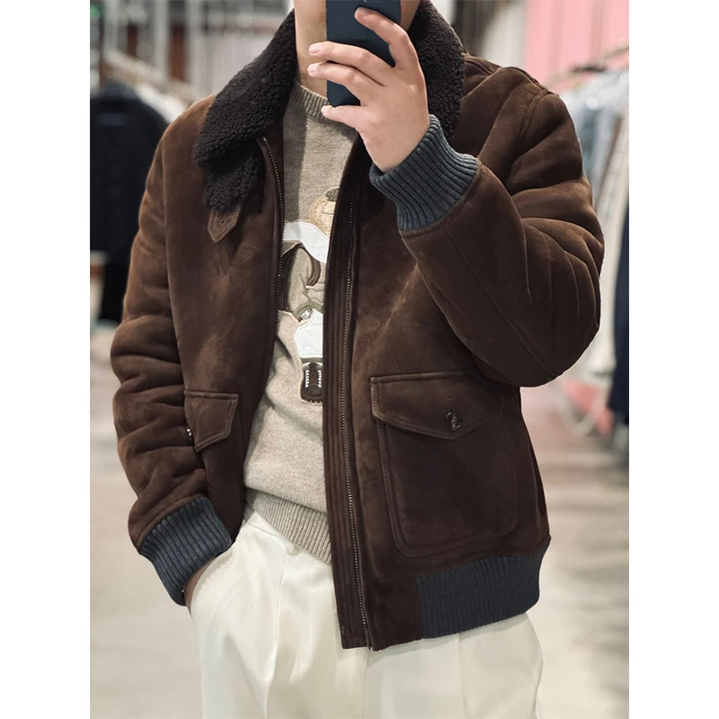 45000紫标美式老钱风 PurpleLabel 意大利羔羊皮衣皮毛一体