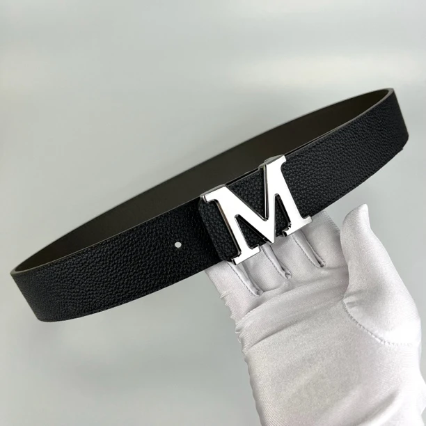 【M字扣】高端轻奢男士双面真皮头层牛皮钢扣平滑板扣腰带皮带M099