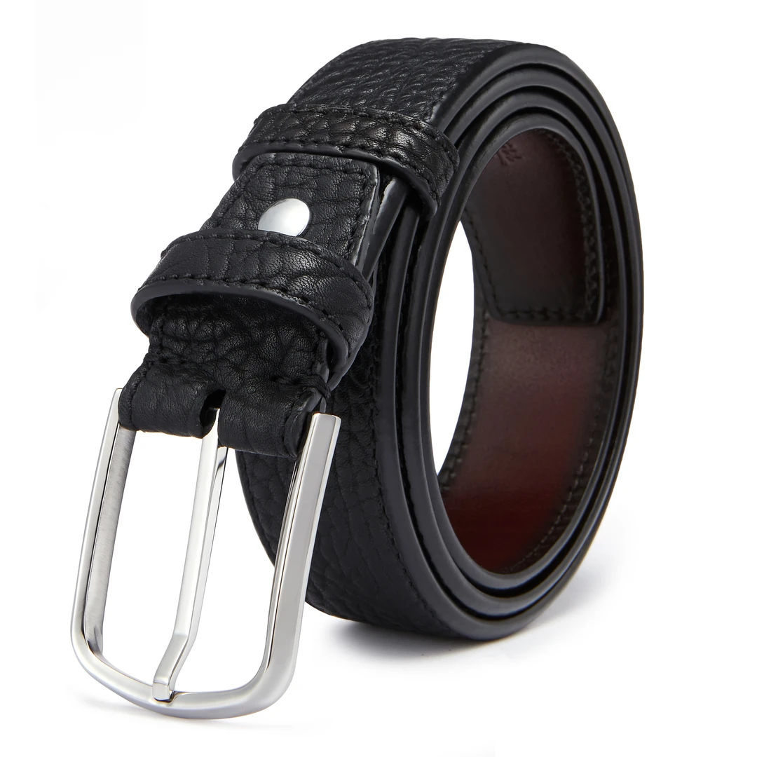 野牛皮头层真牛皮皮带男士时尚休闲百搭经典不锈钢针扣腰带YN001