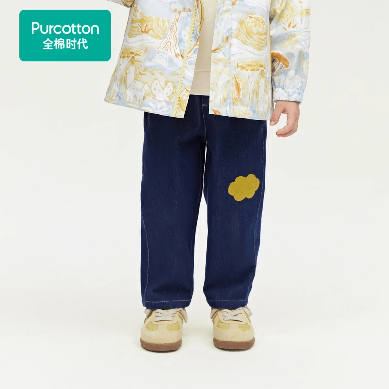 【儿童牛仔长裤】男幼童宝宝针织仿牛仔长裤秋冬保暖舒适亲肤-蓝