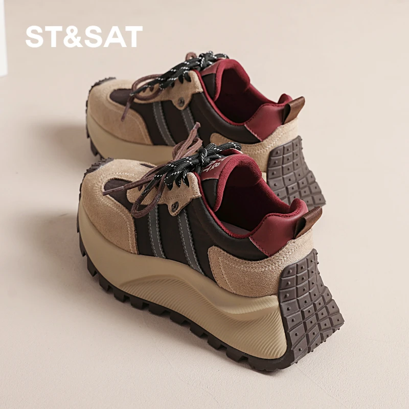 星期六老爹鞋休闲运动跑鞋2025秋冬季女鞋新款厚底德训鞋加绒保暖