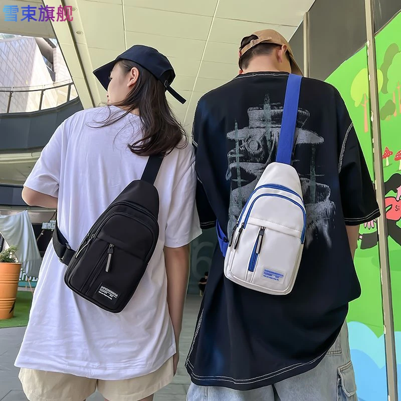 爆款胸包女尼龙布面料多层手机包小众洋气单肩包耐用韩系斜跨男包