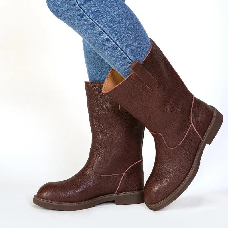 201-3棕色软皮男士马靴厚皮外表头层牛皮内里猪皮超轻耐磨鞋底透