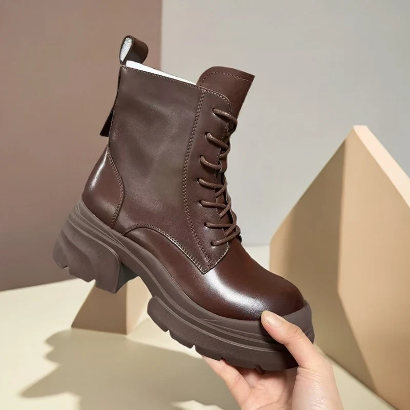 1333-C8-单里新款高帮靴子女粗跟小短靴欧货时尚马丁靴英伦风