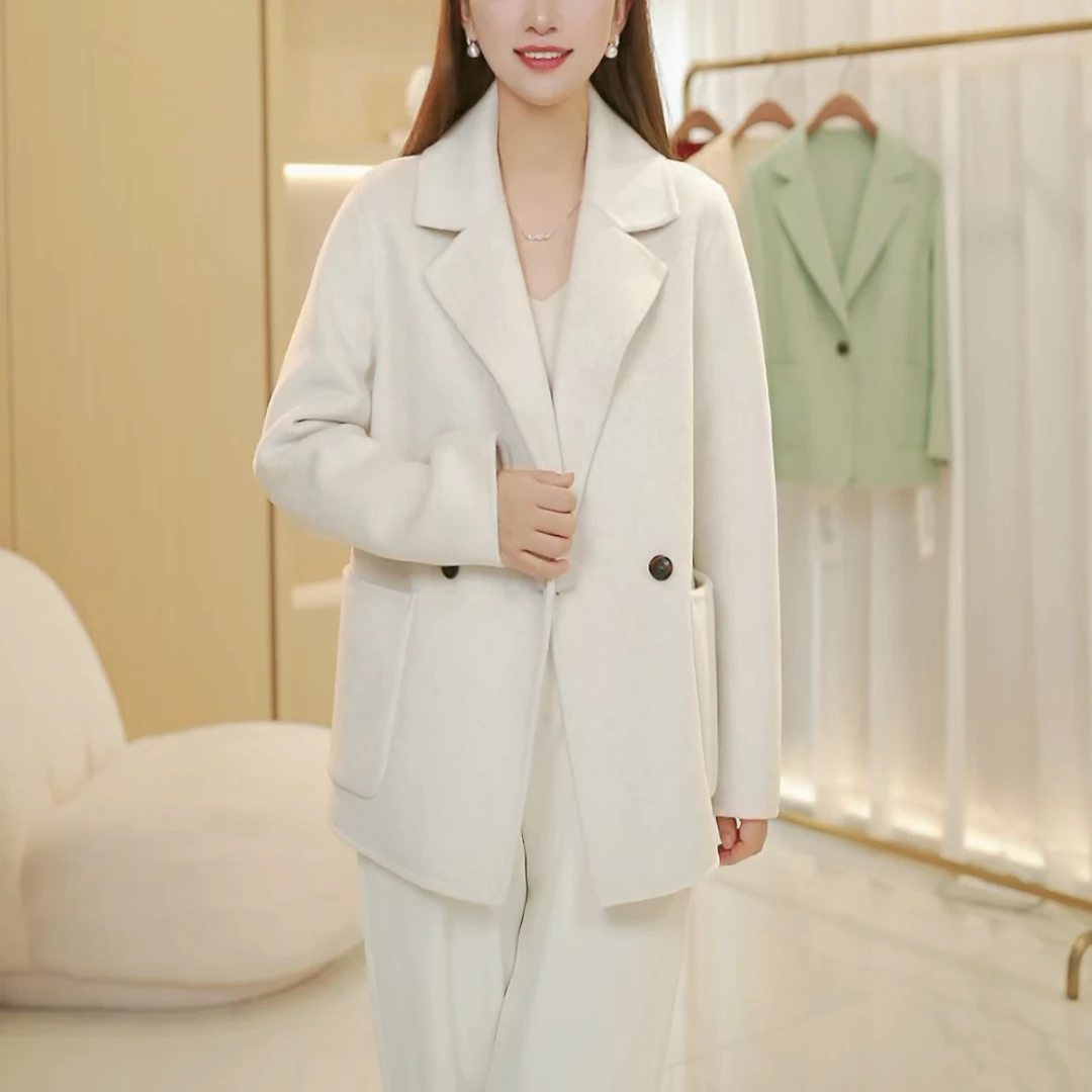 LIBO/例帛大衣万能公式羊绒小个子双面羊绒外套短款经典羊绒外套