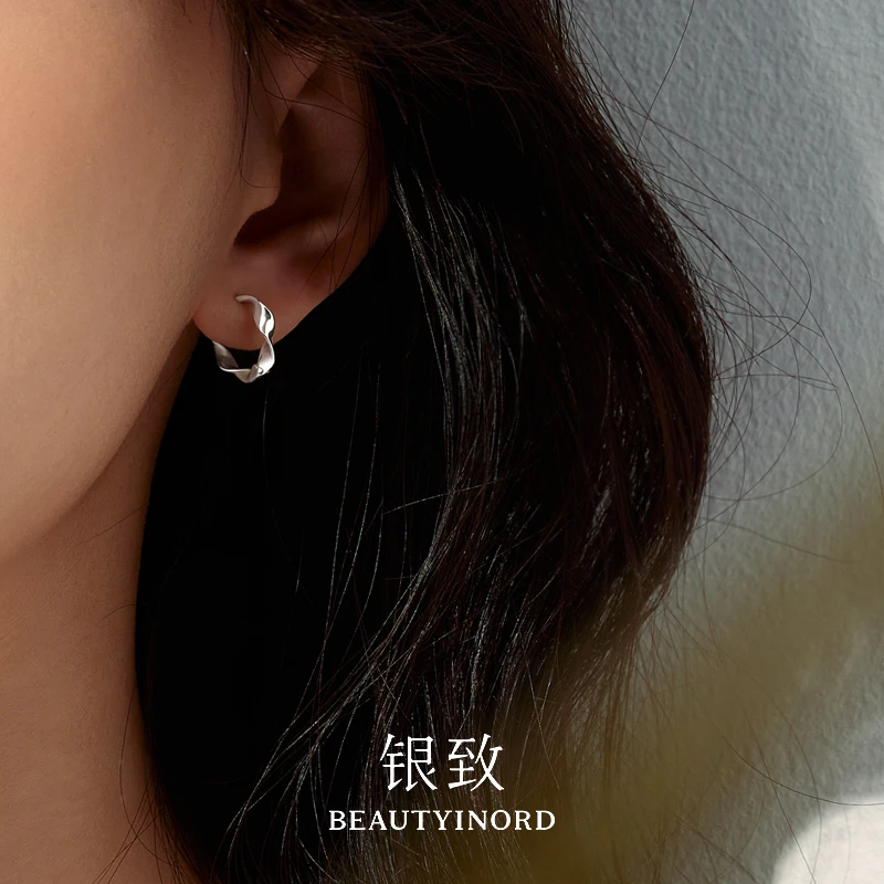 银致 足银耳饰 素圈圈耳环爆款轻奢夏日小众饰品女高级感气质耳圈