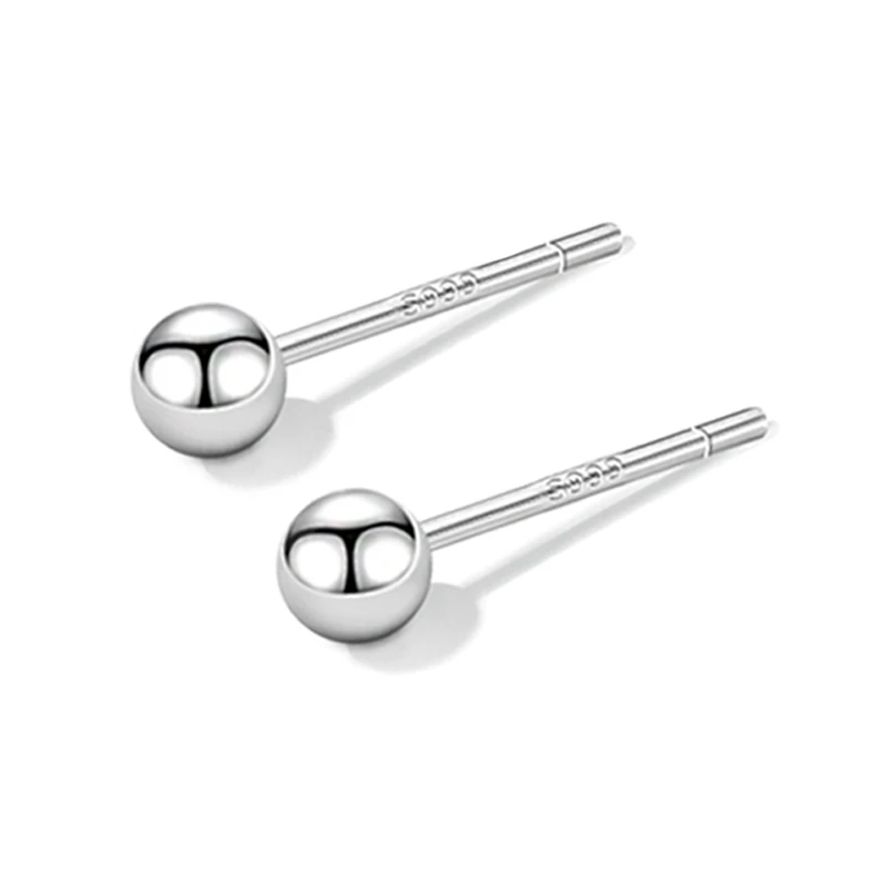 足银999  3MM圆珠耳钉